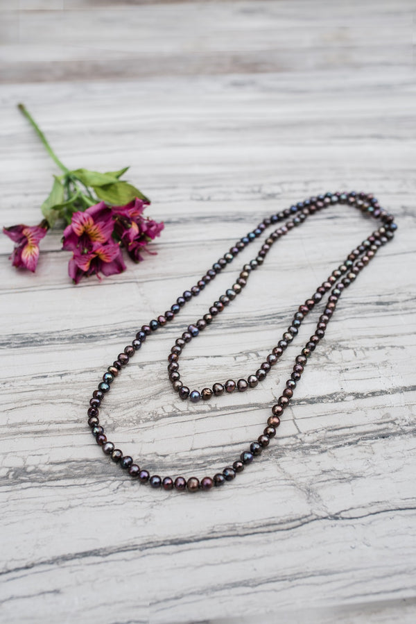 Smokey Long Pearl Necklace