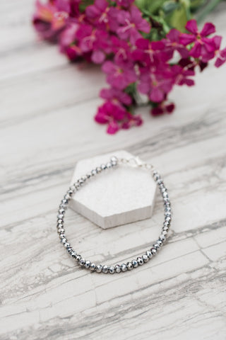 Silver Faceted Crystal Bracelet