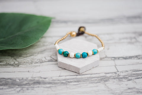 Turquoise Howlite Stack Bracelet for Women - Jewelry - WAR Chest Boutique