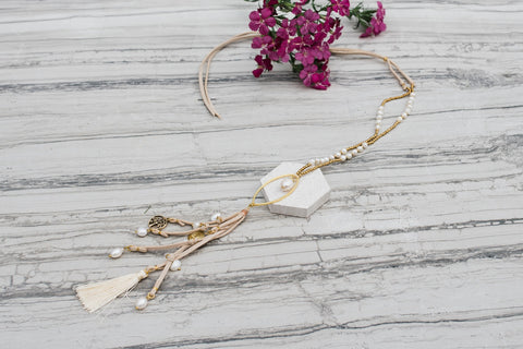 Pearl Boho Corded Necklace