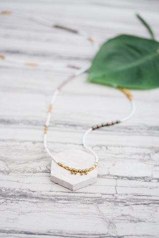 White & Gold Stacking Necklace