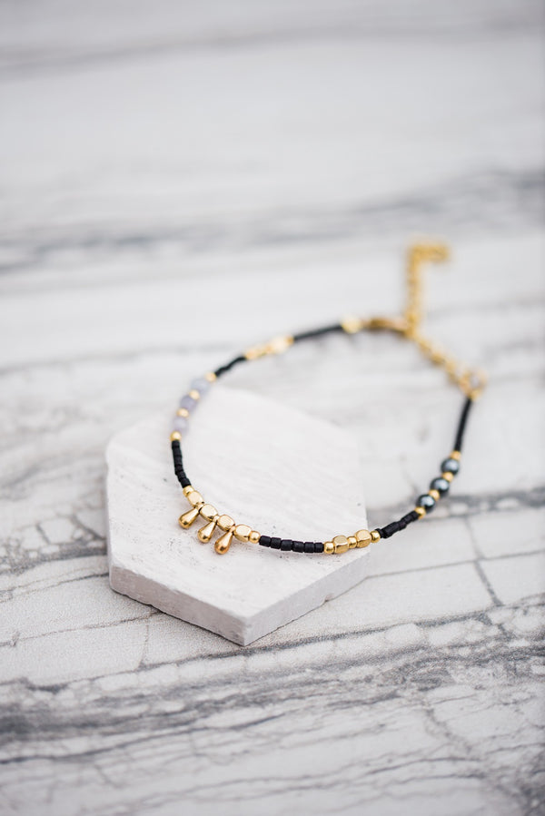 Black and Gold Droplet Bracelet