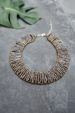 Grey and Gold Collar Necklace for Women - Jewelry - WAR Chest Boutique