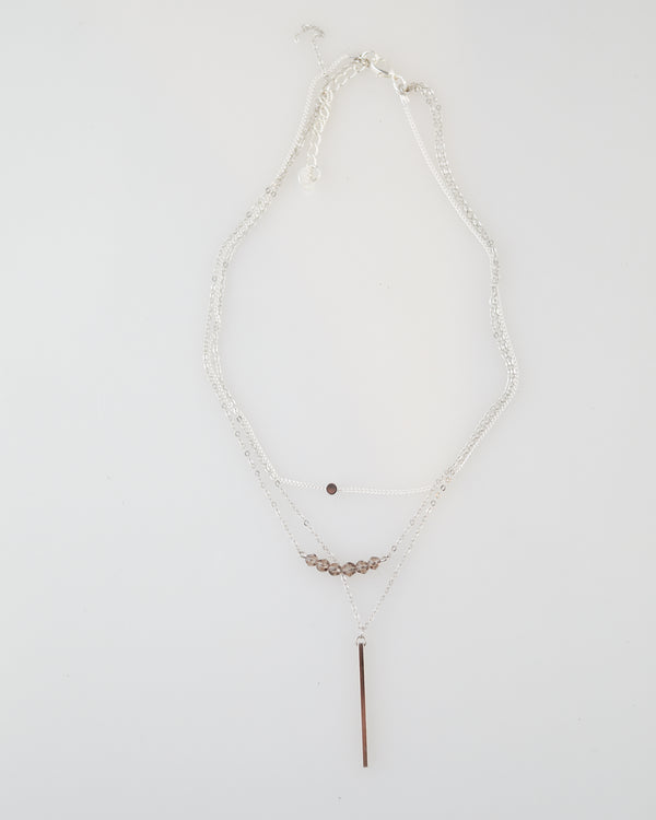 Silver Stone and Bar Drop Necklace for Women - WAR Chest Boutique