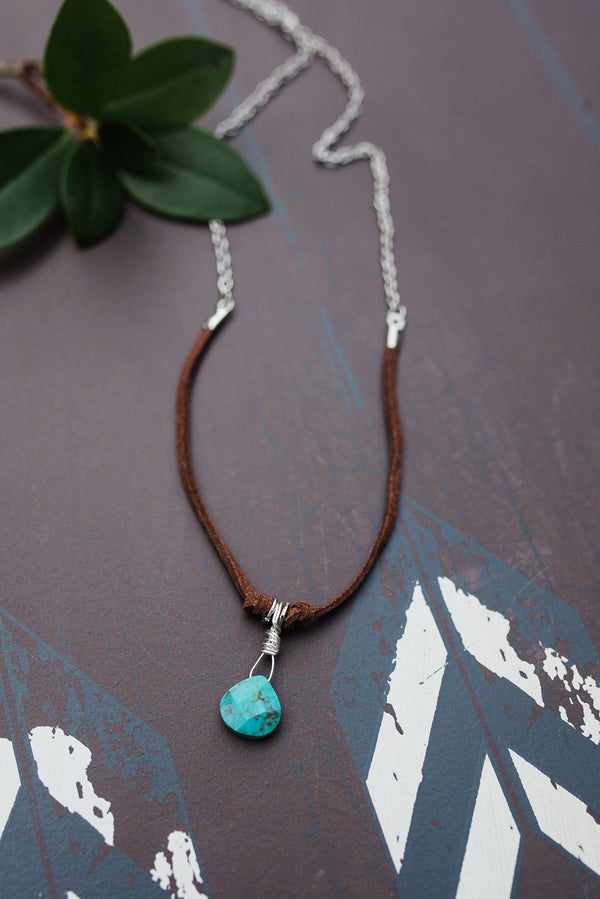 Wrapped Turquoise Mixed Media Necklace for Women - Jewelry - WAR Chest Boutique