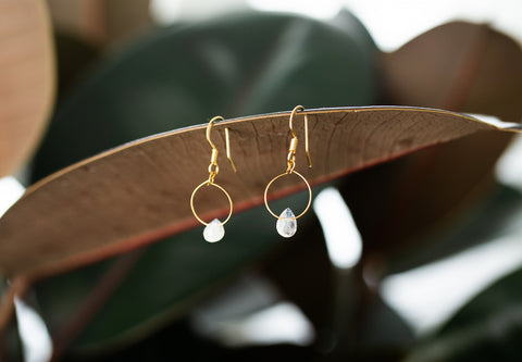 Moonstone Hoop Earrings for Women - Jewelry - WAR Chest Boutique