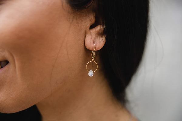 Moonstone Hoop Earrings for Women - Jewelry - WAR Chest Boutique