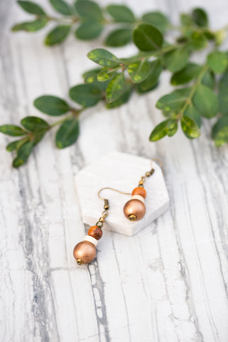 Bronze Shimmering Drop Earrings for Women - Jewelry - WAR Chest Boutique