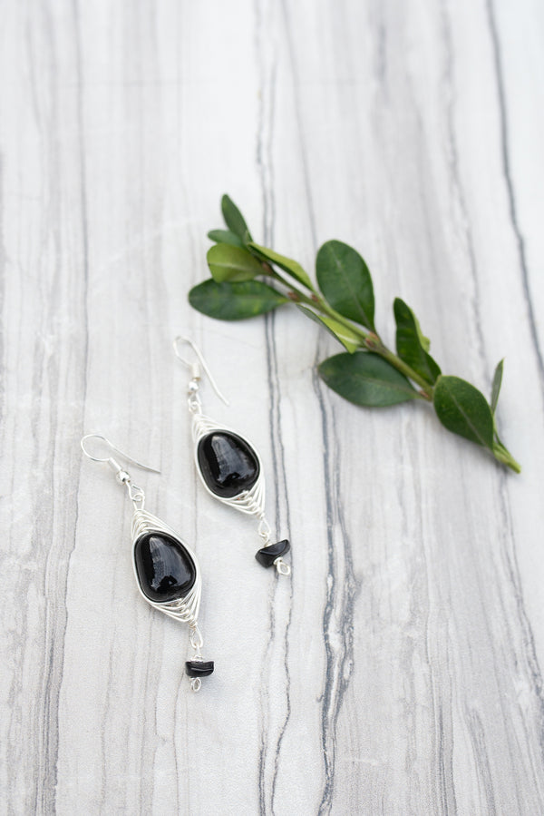 Black Stacked Station Earring for Women - Jewelry - WAR Chest Boutique