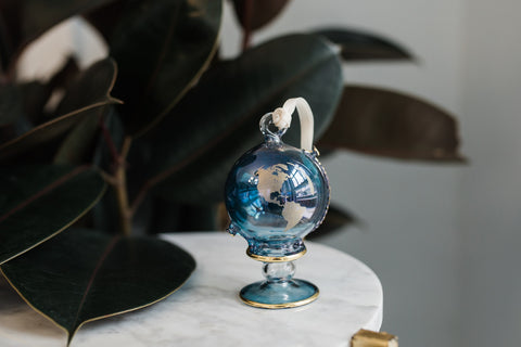 Blue & Gold WAR Globe Ornament - Ornaments - WAR Chest Boutique