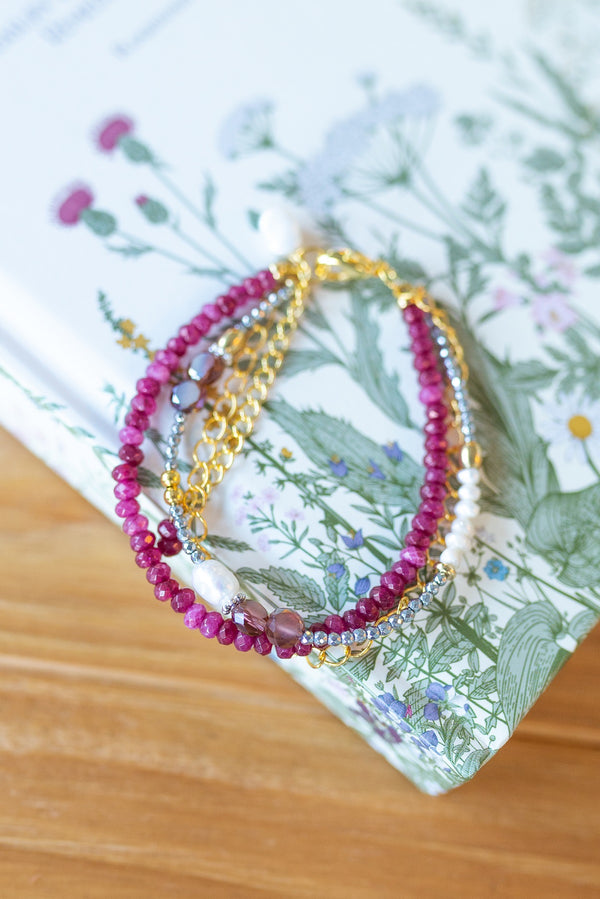 Berry Jade Layered Bracelet for Women - Jewelry - WAR Chest Boutique 