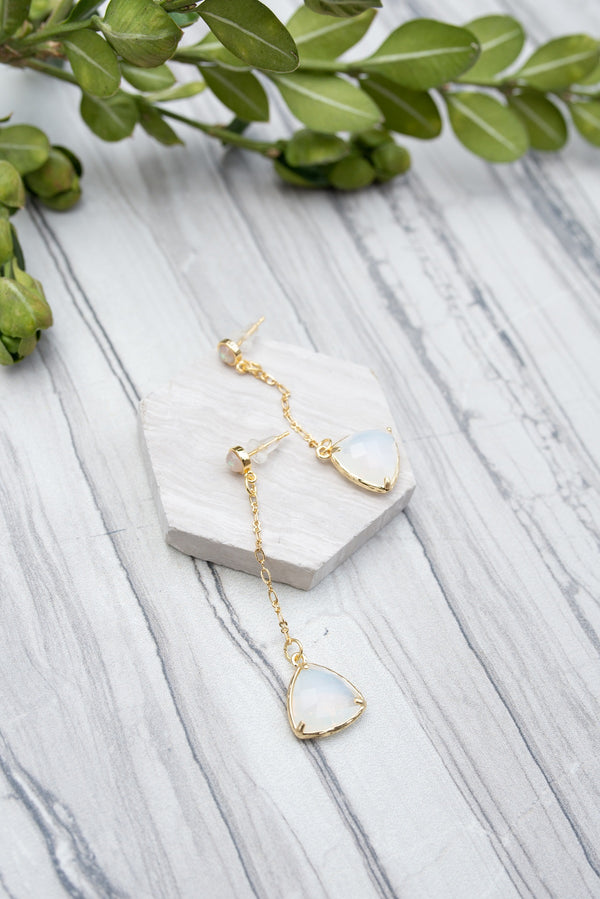 Faceted White Opal Earring for Women - Jewelry - WAR Chest Boutique