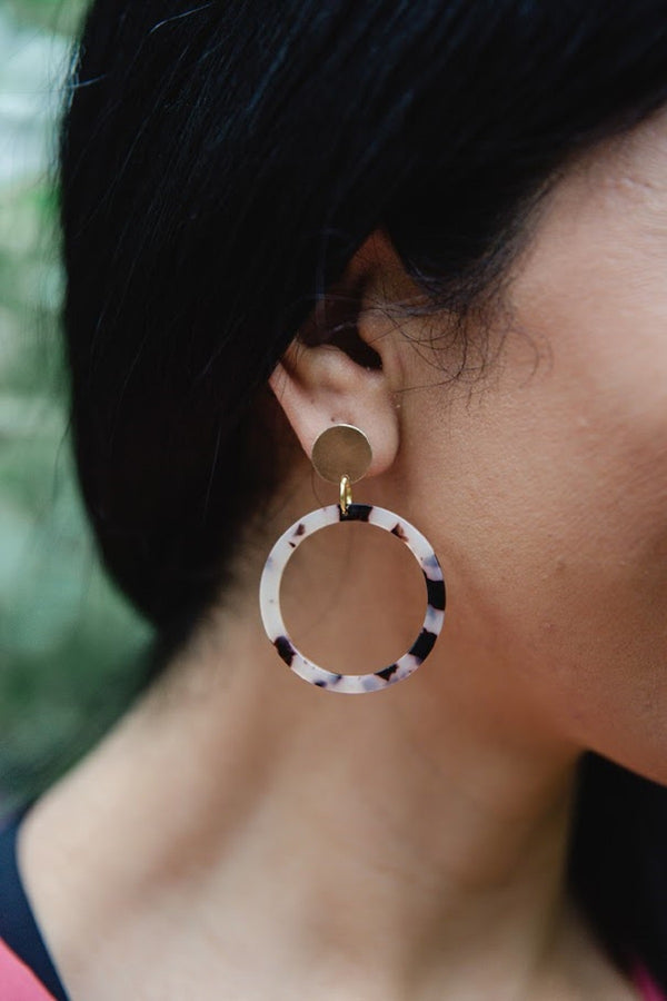 Blush Tortoise Hoop Earrings-Jewelry-WAR Chest Boutique
