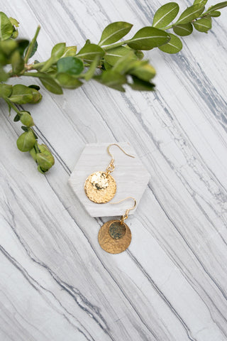 Gold Hammered Coin Earring for Women - Jewelry - WAR Chest Boutique