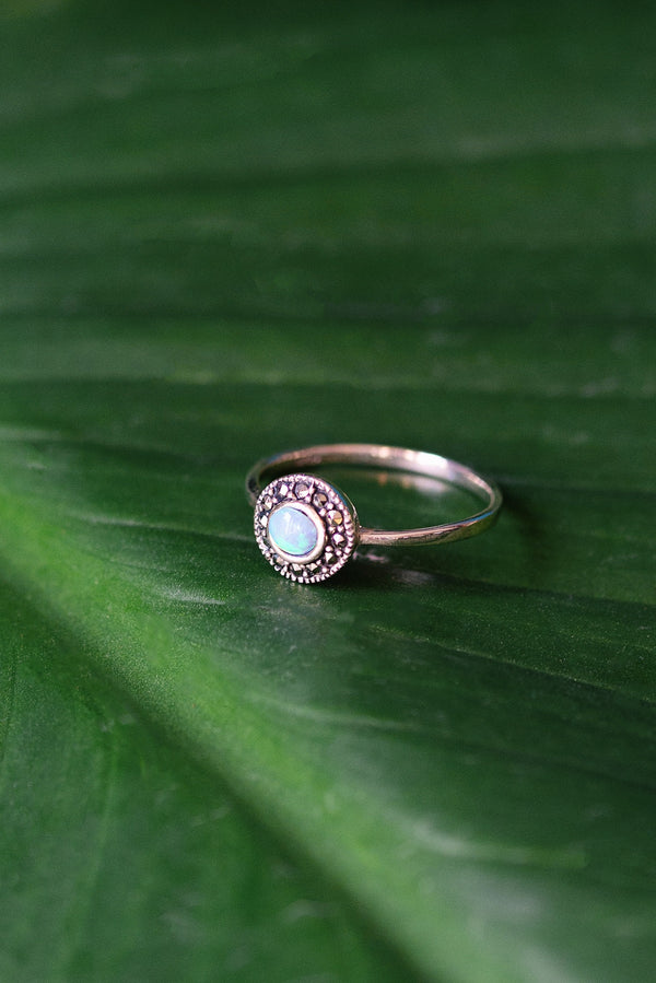 Blue Opal Marcasite Ring
