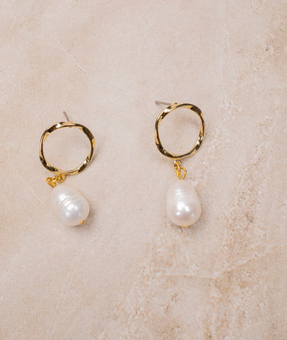 Pearl & Gold Tone Earrings