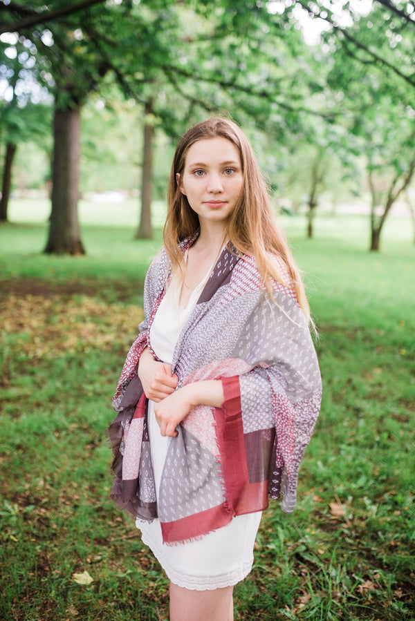 Peach and Rust Block Scarf for Women - Accessories - WAR Chest Boutique