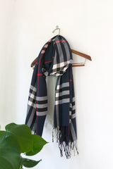 Navy/Red Checkered Pashmina