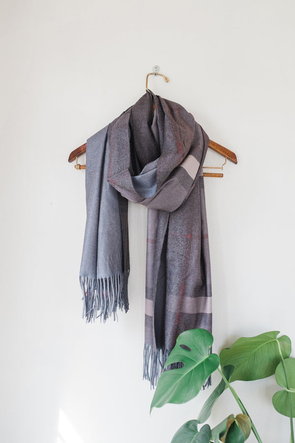Grey and Tan Cashmere Scarf