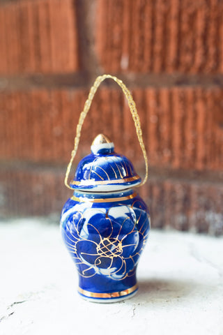 Tall Oriental Blue Ornament