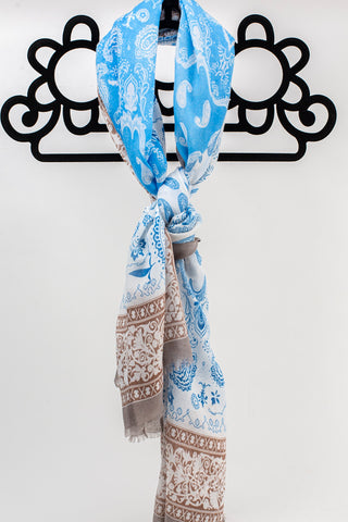 Taupe Paisley Border Scarf