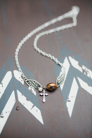 Copper Filigree Cross Necklace