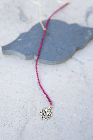 Fuchsia Geo Flower Necklace