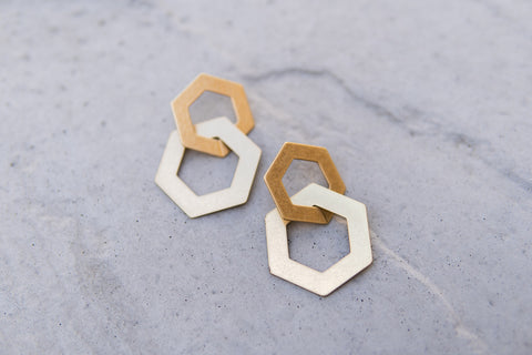 Gold Duo Geometric Earrings