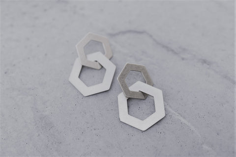 Silver Duo Geometric Earrings