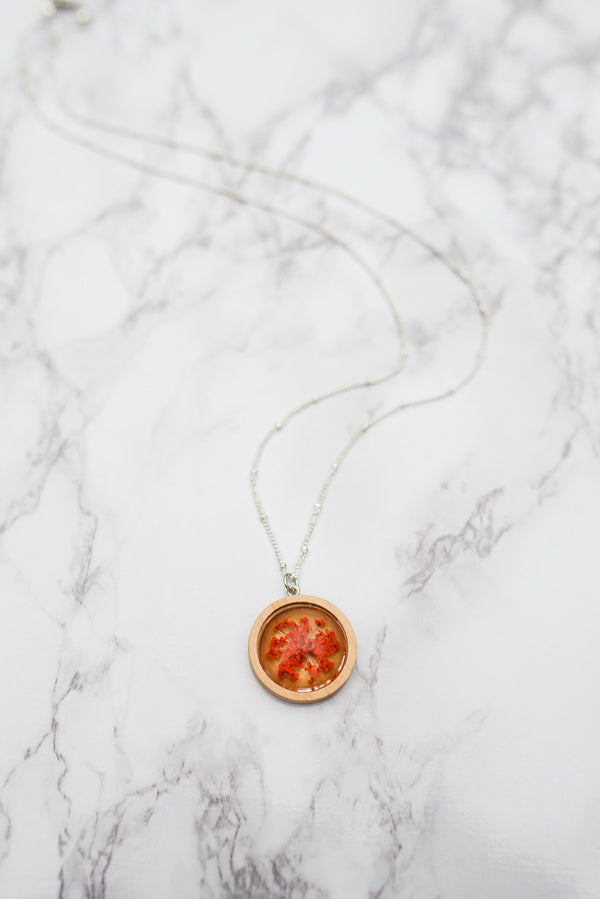 Pressed Crimson Pendant Necklace