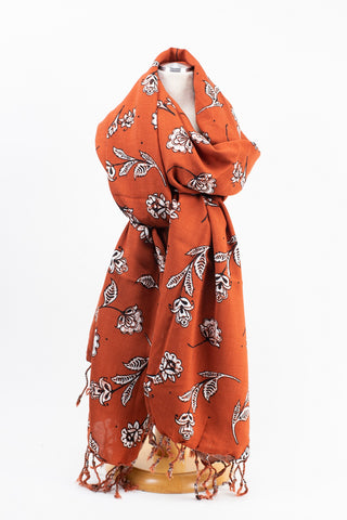Rust Floral Scarf