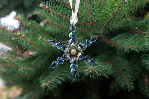 Blue/Green Twisted Glass Snowflake