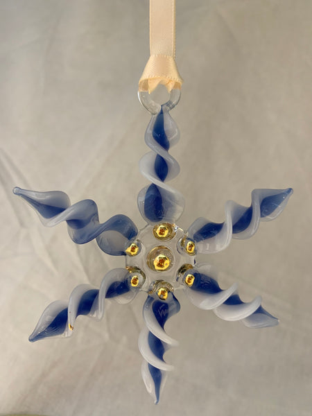 Blue Frosted Twisted Snowflake Ornament – WAR Chest Boutique