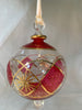 Red Domed Star Pattern Glass Ornament