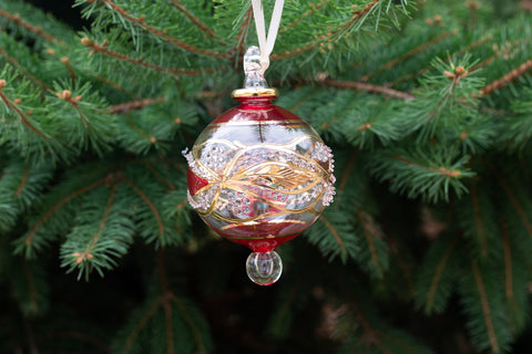 Red Domed Dotted Glass Ornaments