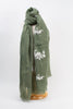 Green\White Flower Embroidered Scarf