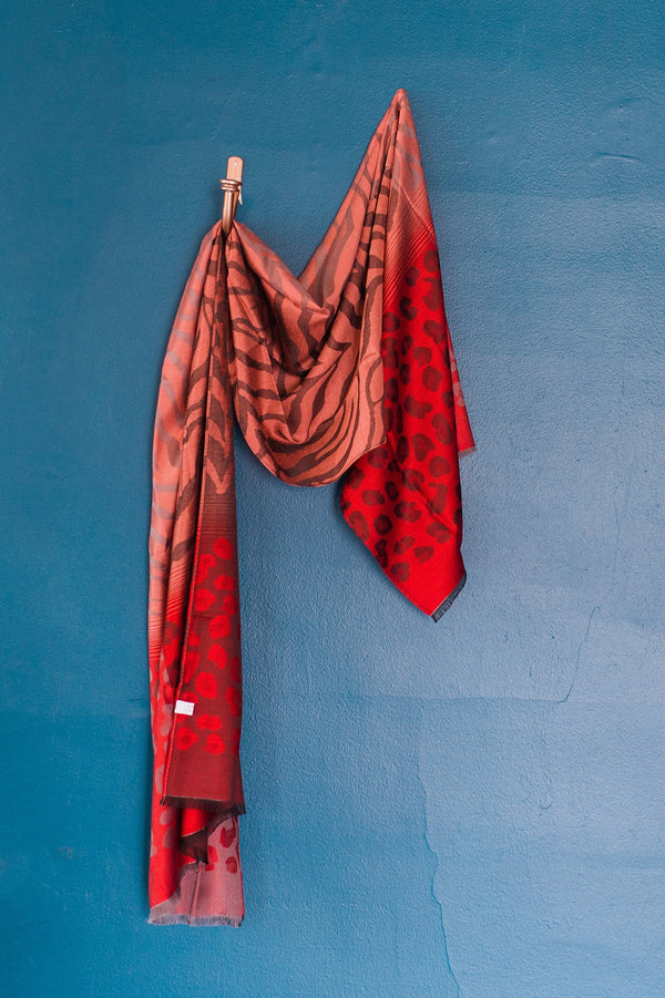 Red Animal Print Scarf