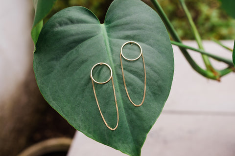 Gold Hoop and Chain Earrings