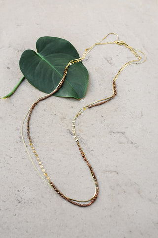 Gold and Bronze Mix Layered Necklace