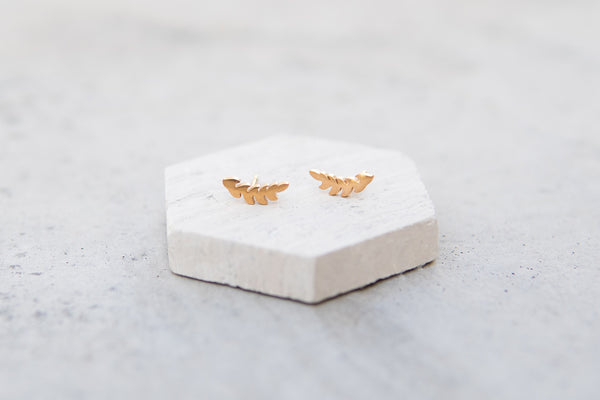Small Gold Leaf Earrings