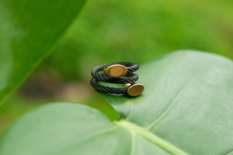 Black Wire Ring with Oval Ends