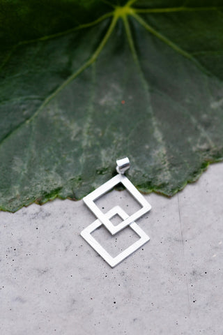 Sterling Silver Double Square Pendant