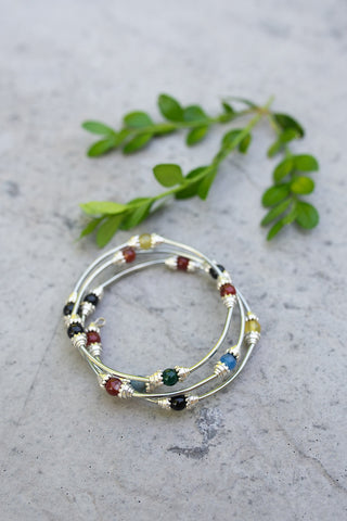 Multi Color Bead Wire Bracelet
