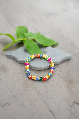 Multi-Color Crystal Bead Bracelet