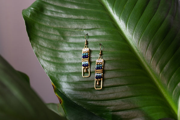 Blue Ladder Earrings