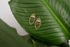 Jewelled Leaf Earrings - Gray