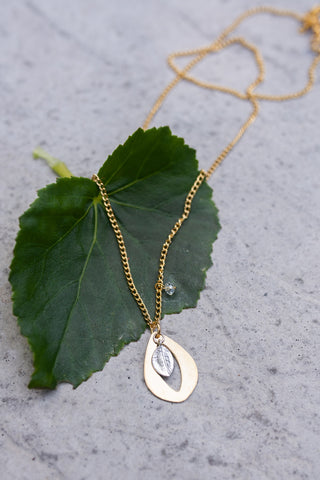 Gold Petal & Silver Leaf Necklace