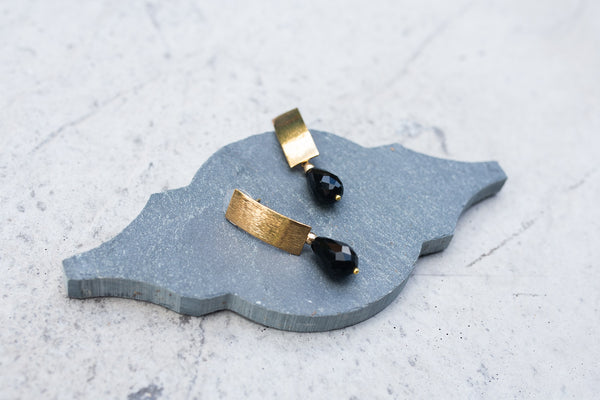 Brushed Bar Teardrop Earrings