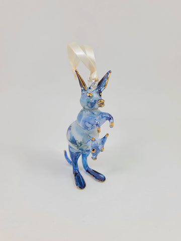 Blue Ceramic Kangaroo Ornament