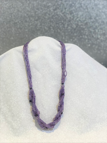 Purple Beaded Weave Necklace